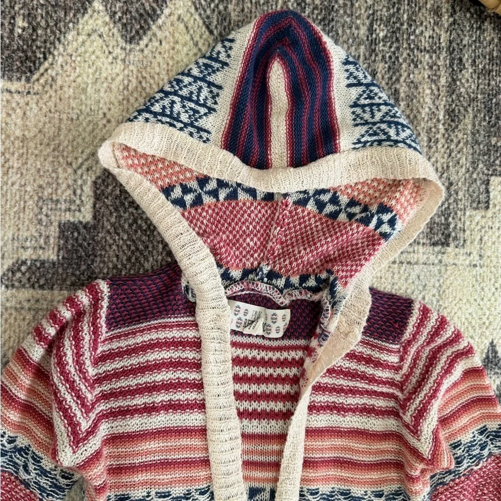 Y2k Toddler Girl Boho Knit Mixed Media Cardigan & Matching Jeans Set 3T